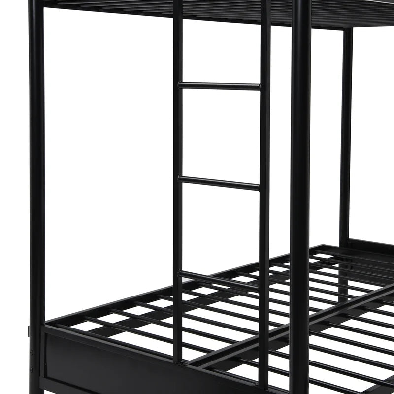 Rustic Twin Over Full Metal Bunk Bed, Black