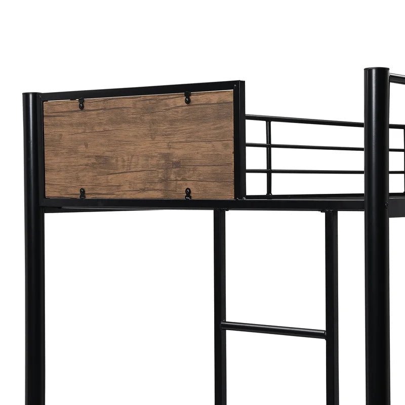 Rustic Twin Over Full Metal Bunk Bed, Black