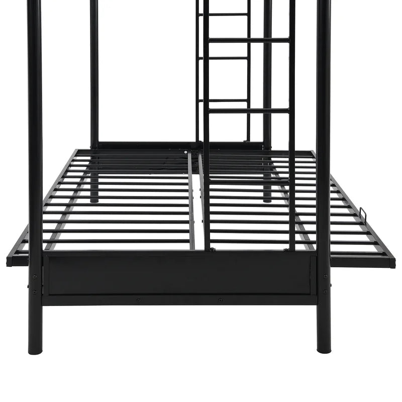 Rustic Twin Over Full Metal Bunk Bed, Black