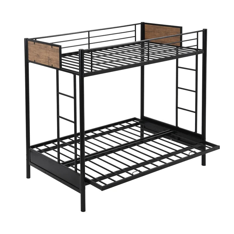 Rustic Twin Over Full Metal Bunk Bed, Black