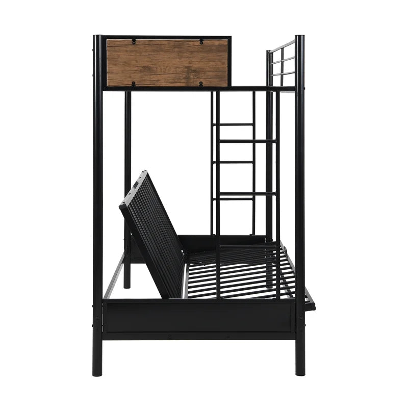Rustic Twin Over Full Metal Bunk Bed, Black
