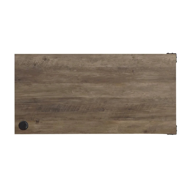 Home Office Writing Desk, Rustic Oak & Black Finish