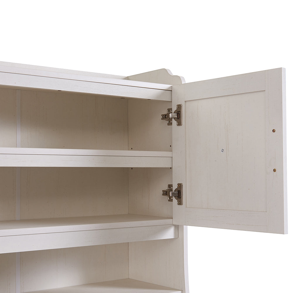 One-body Style Pantry Cabinet Kitchen Storage (Antique White)