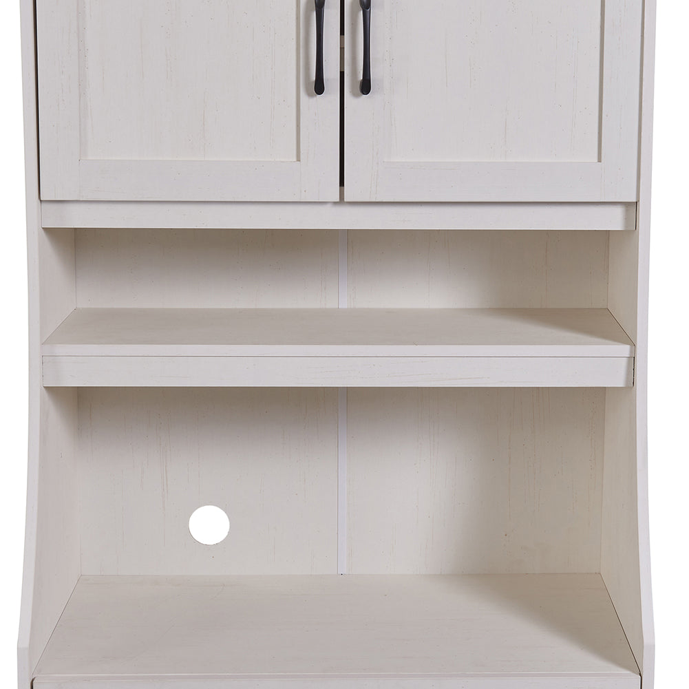 One-body Style Pantry Cabinet Kitchen Storage (Antique White)