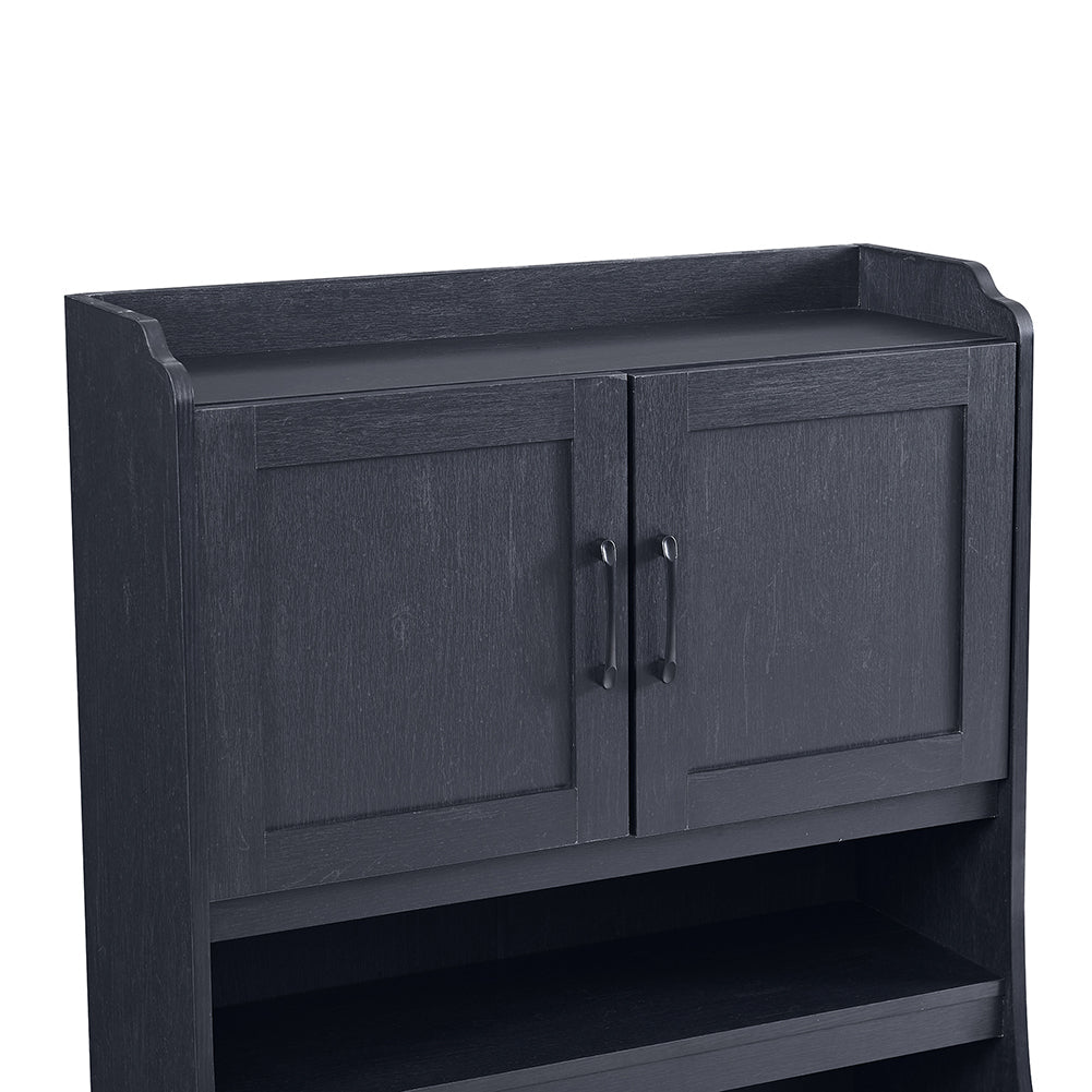 One-body Style Pantry Cabinet Kitchen Storage (Black)