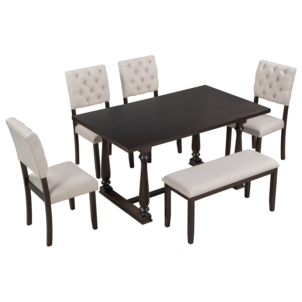 Dining Table Set with 4 Side Chairs and Bench