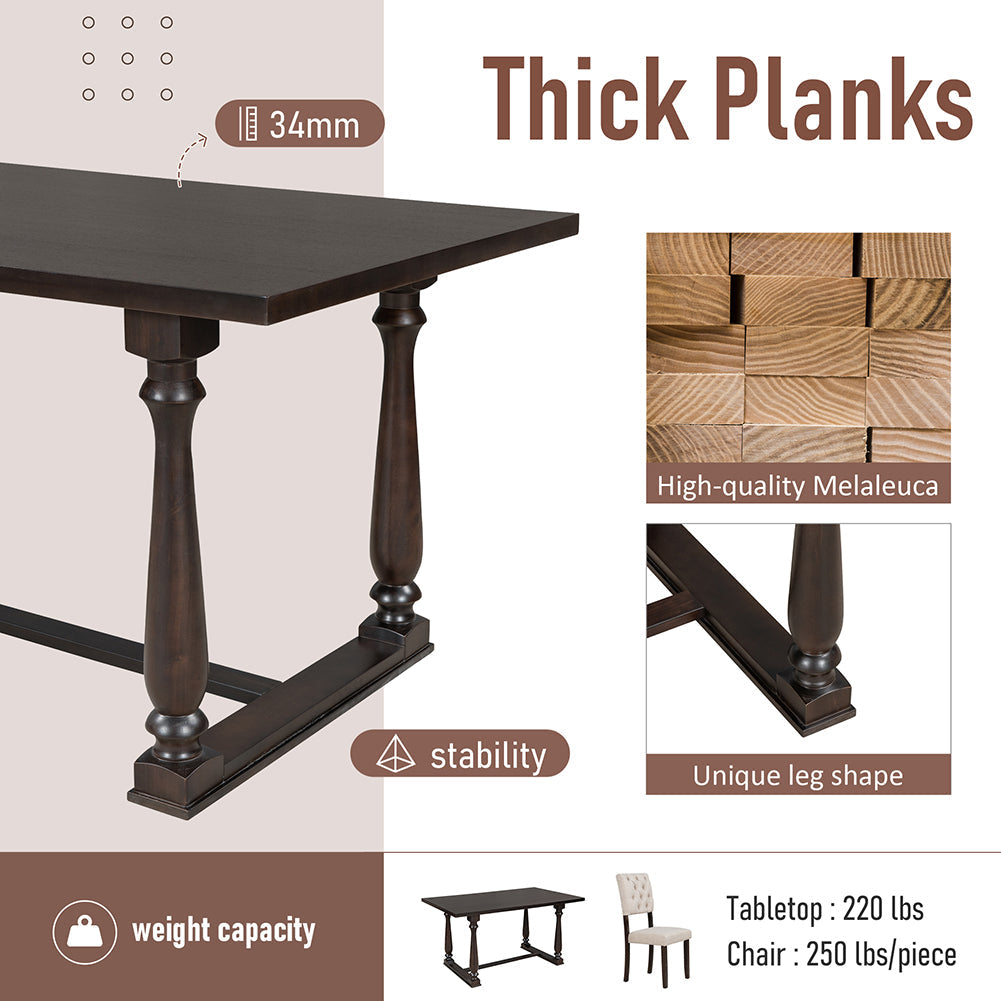 Dining Table Set with 4 Side Chairs and Bench