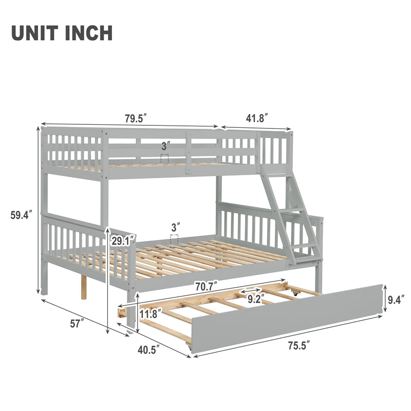 Twin Over Full Bunk Bed with Trundle