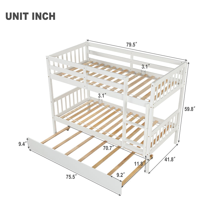 Twin Over Twin Bunk Bed with Trundle