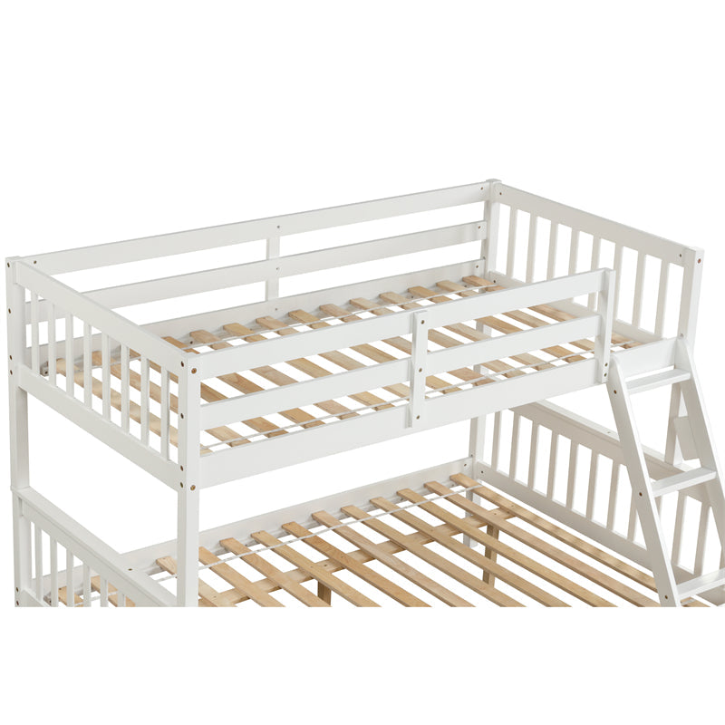 Twin Over Full Bunk Beds with Trundle, Convertible into 2 Beds, White