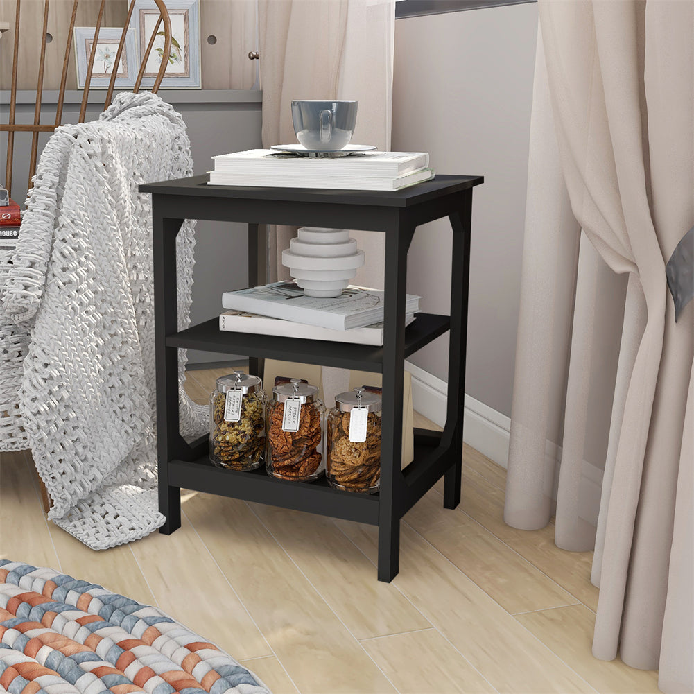 Side Table with 3 Shelves