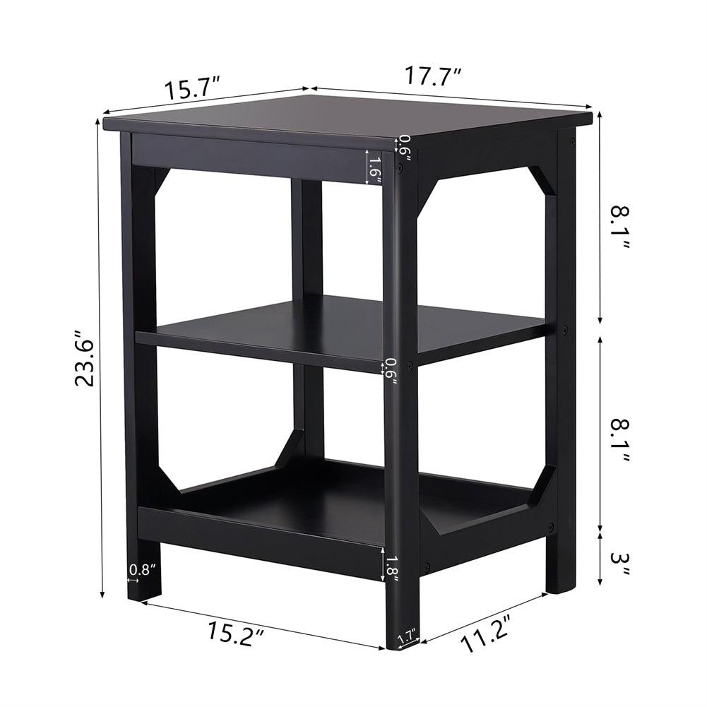 Side Table with 3 Shelves