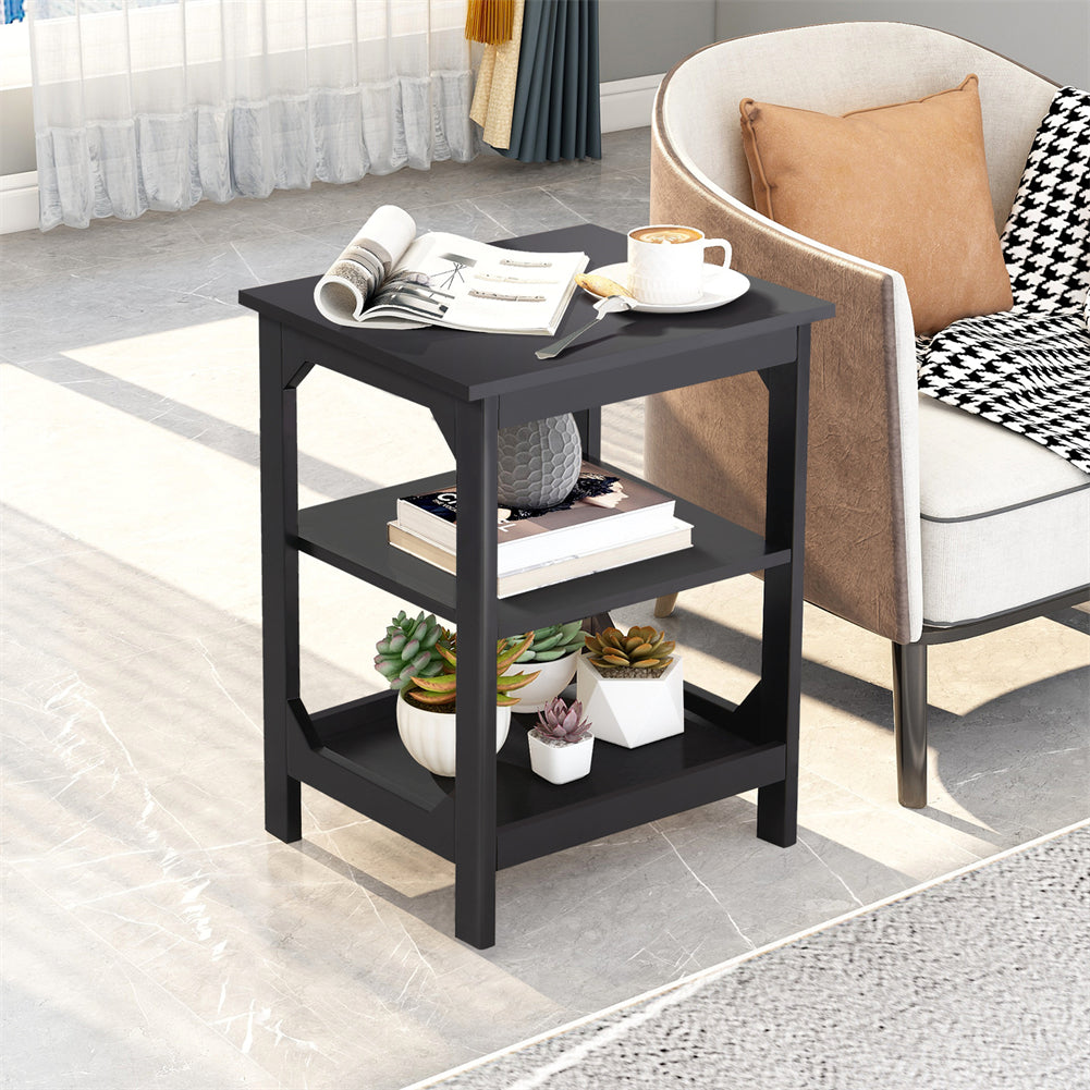 Side Table with 3 Shelves