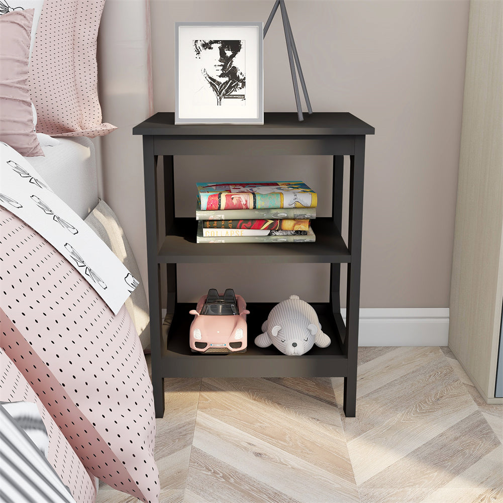 Side Table with 3 Shelves