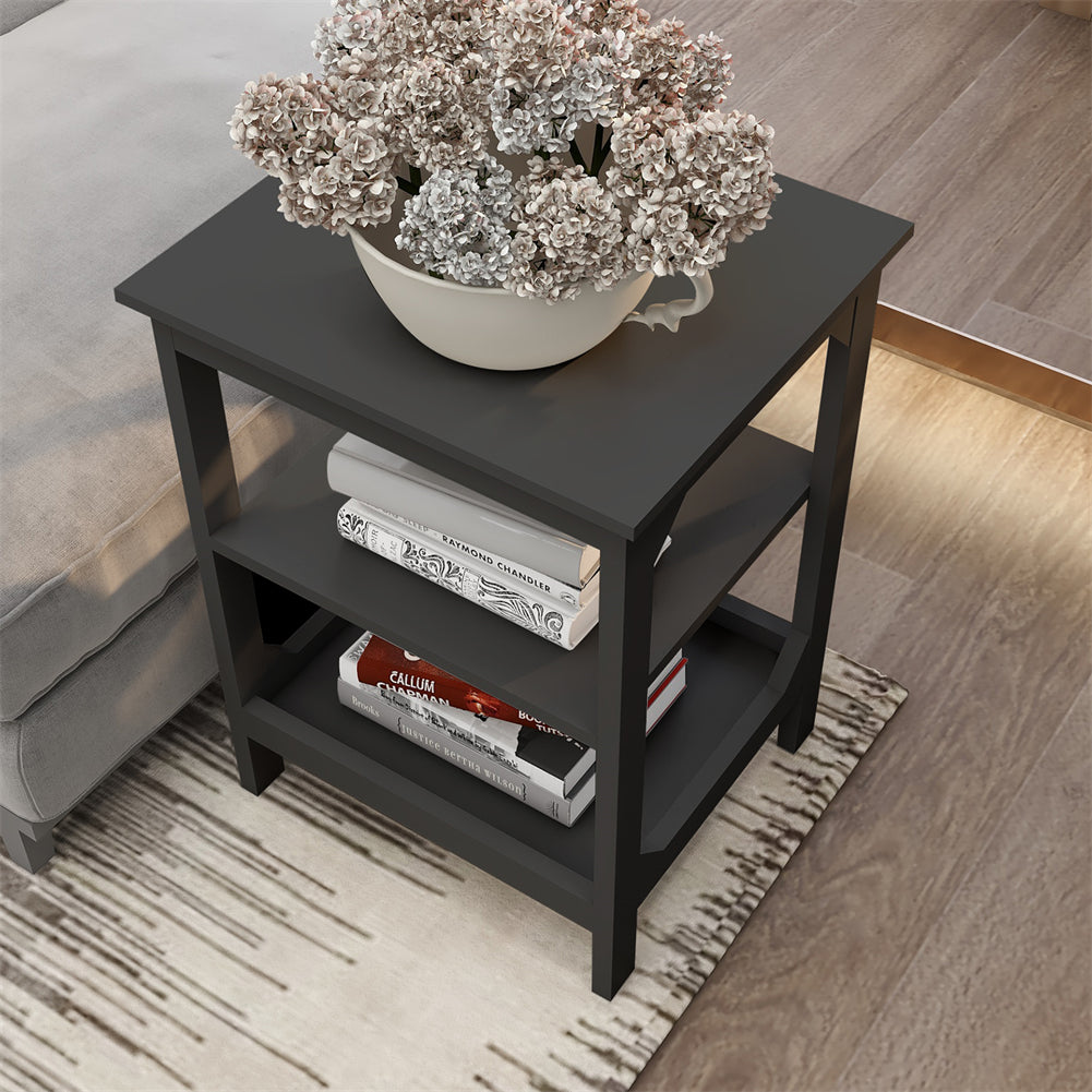 Side Table with 3 Shelves