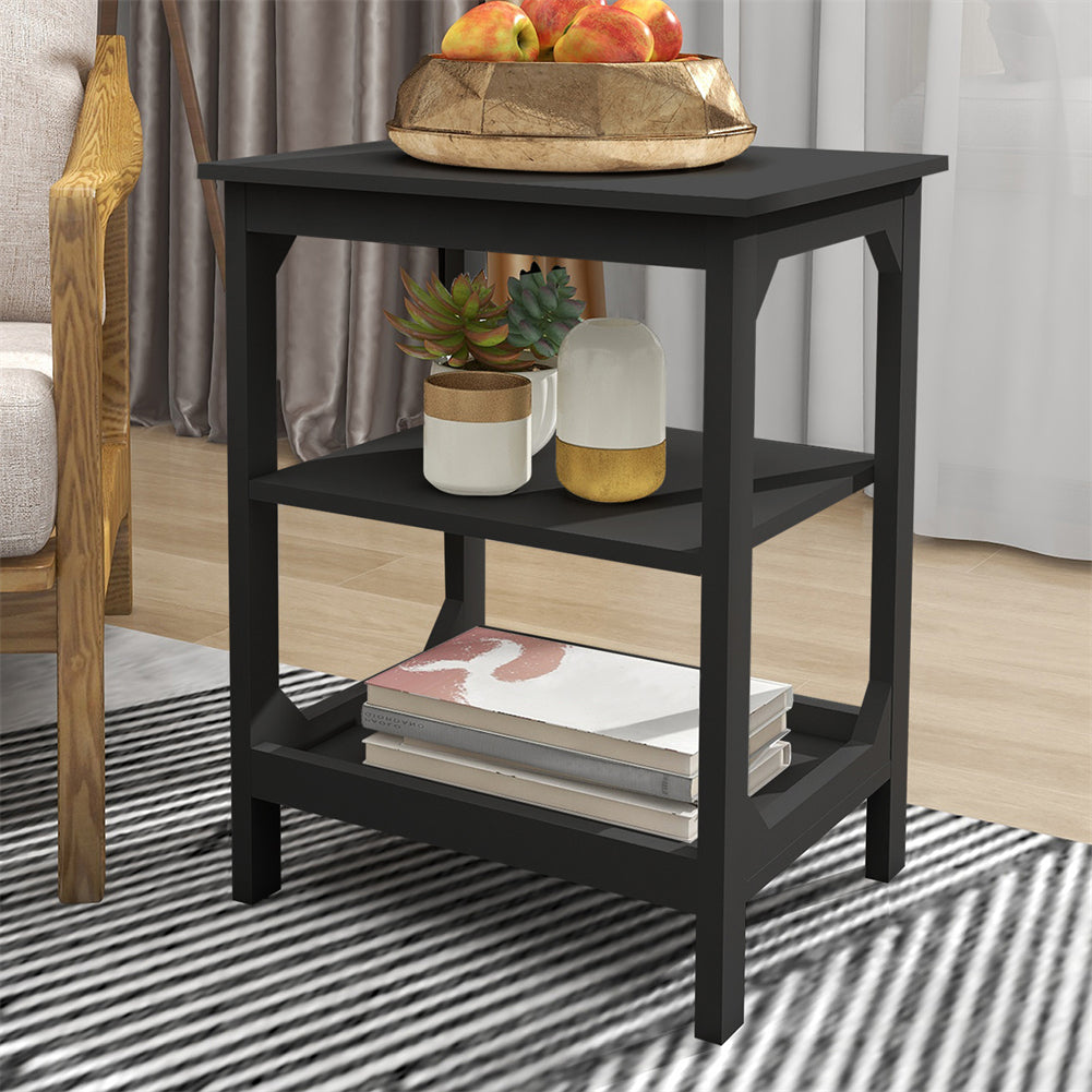 Side Table with 3 Shelves