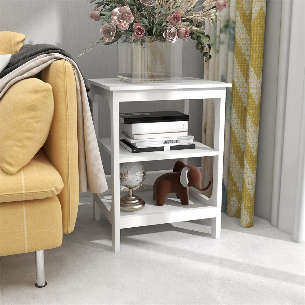 Side Table with 3 Shelves