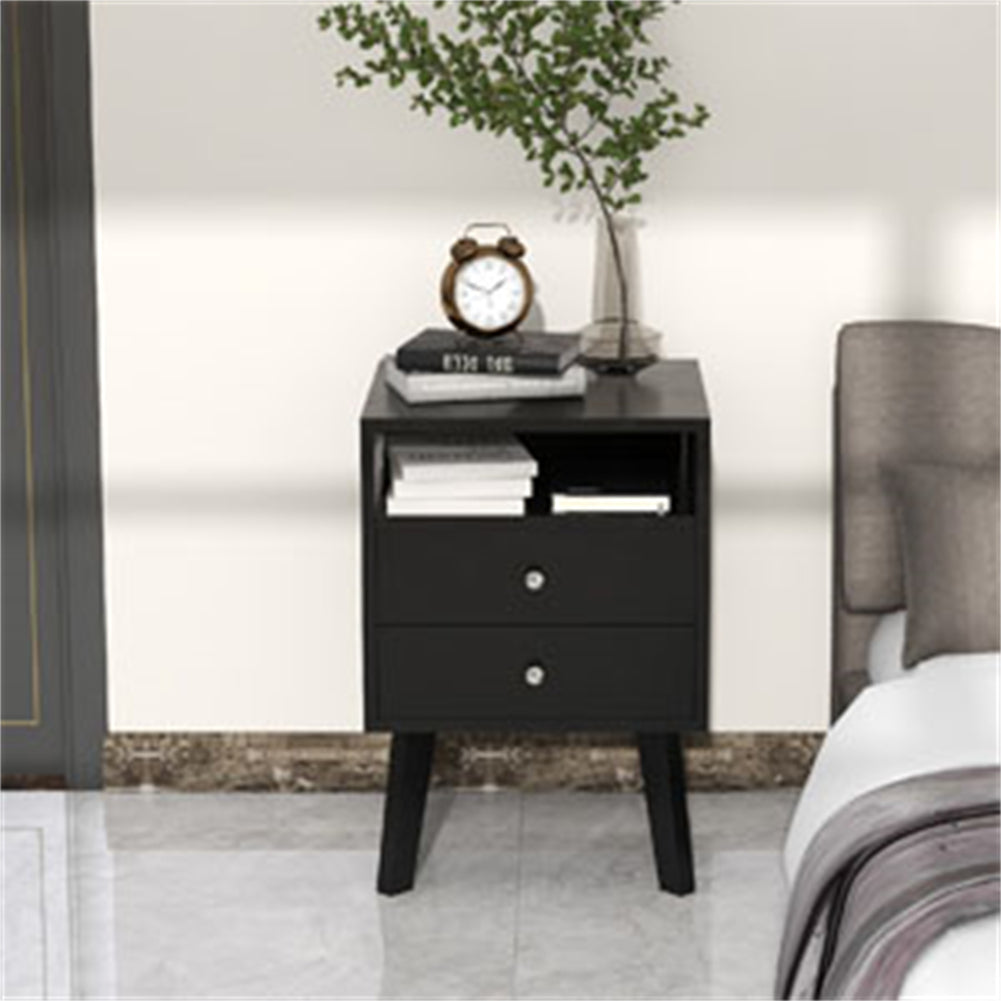 Bedside Table with 2-Drawers And Open Shelf