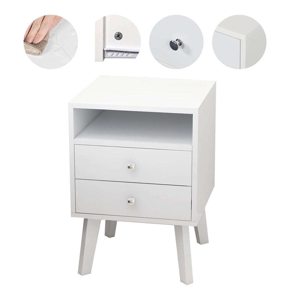 Bedside Table with 2-Drawers And Open Shelf