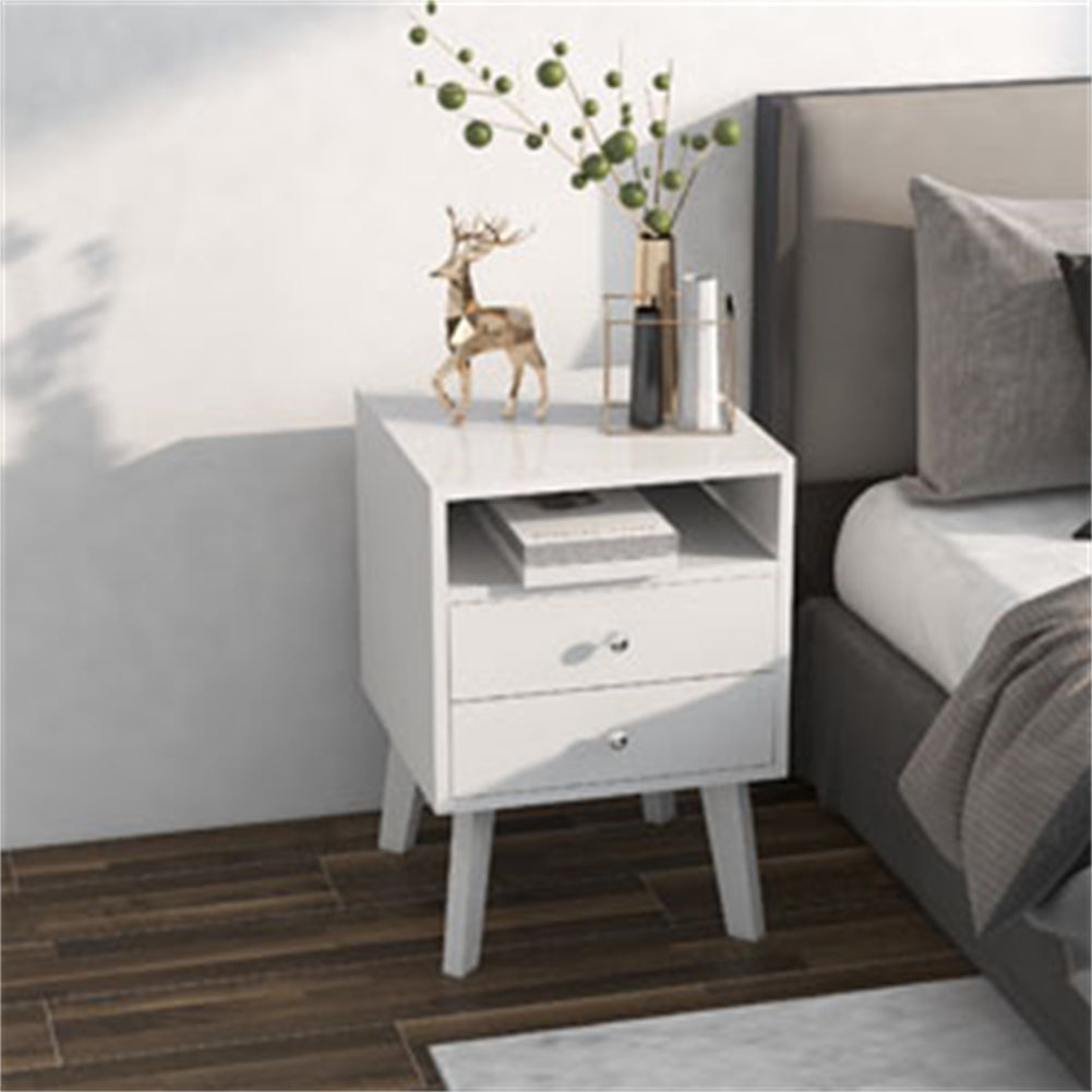 Bedside Table with 2-Drawers And Open Shelf