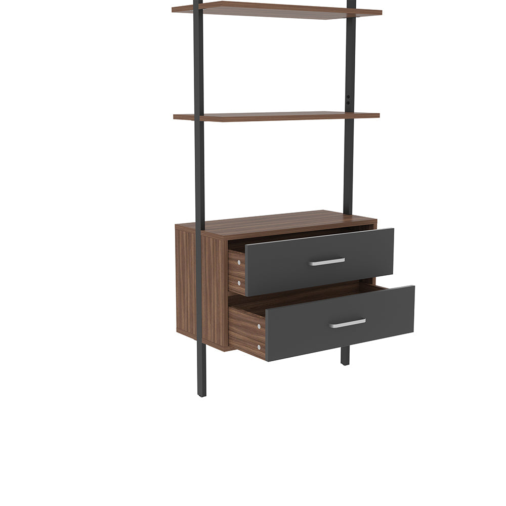 Ladder Bookcase with 2 Drawers