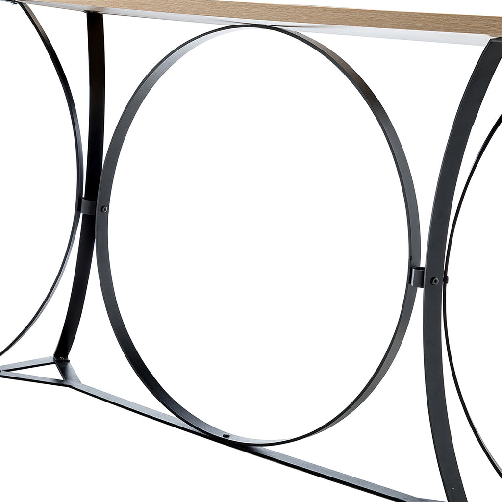 47” Contemporary Console Table with Metal Base, Natural