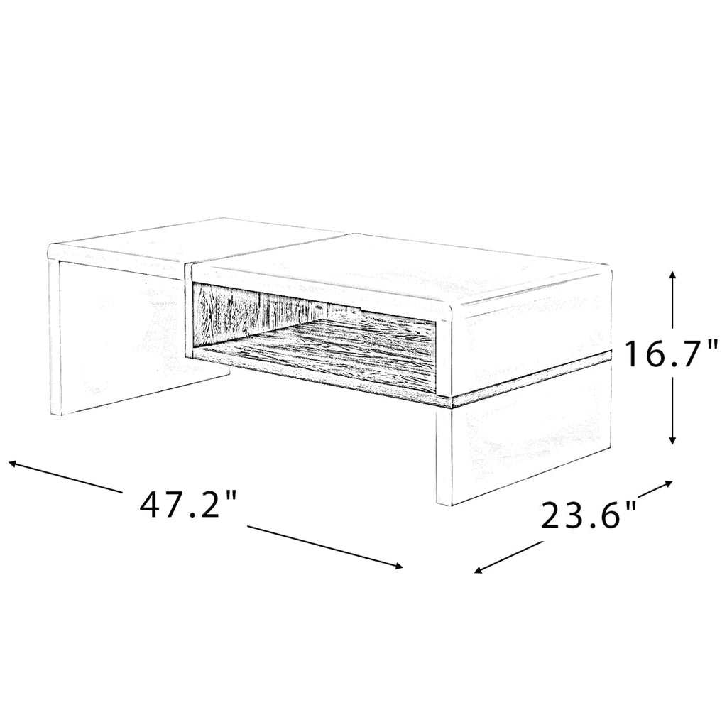 Modern Coffee Table with Shelf, White