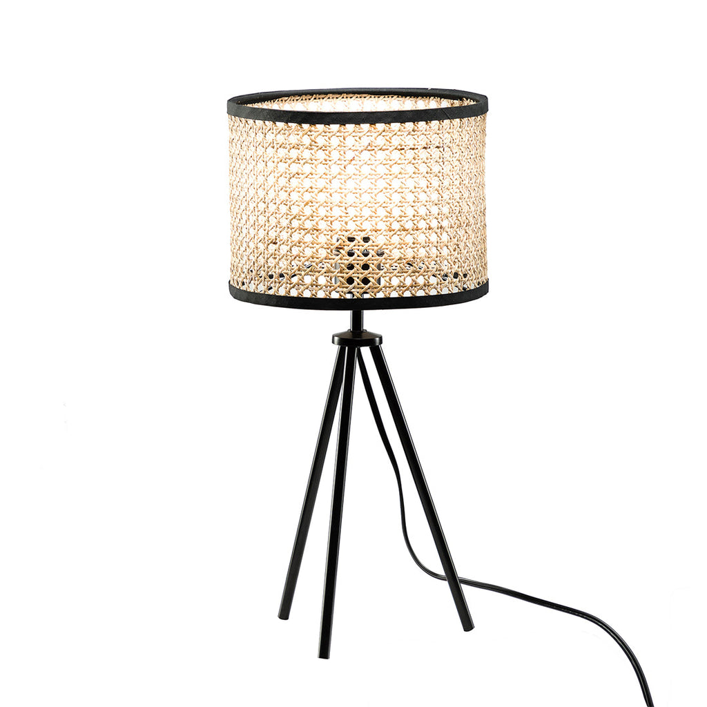 Rattan Woven Table Lamp with Tripod Legs