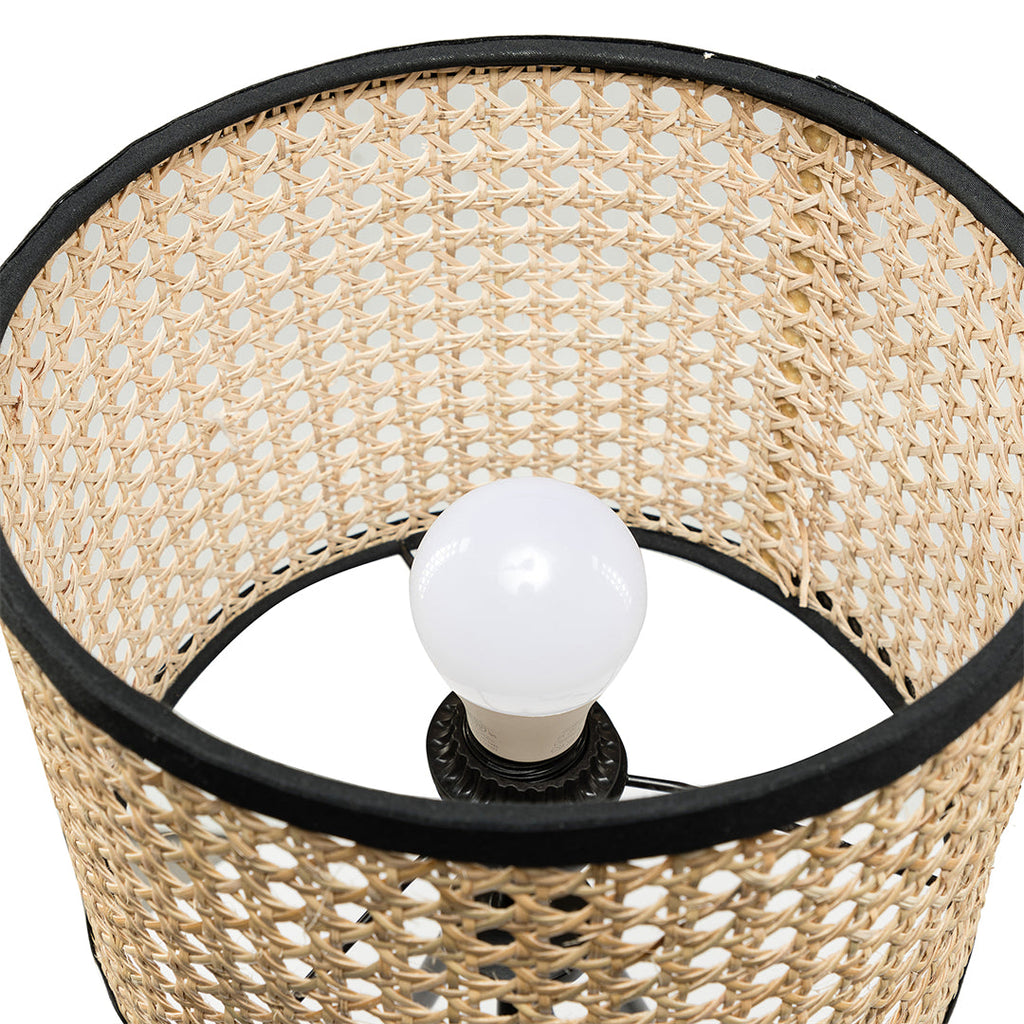 Rattan 21.3" Table Lamp with In-line Switch Control and Metal Legs