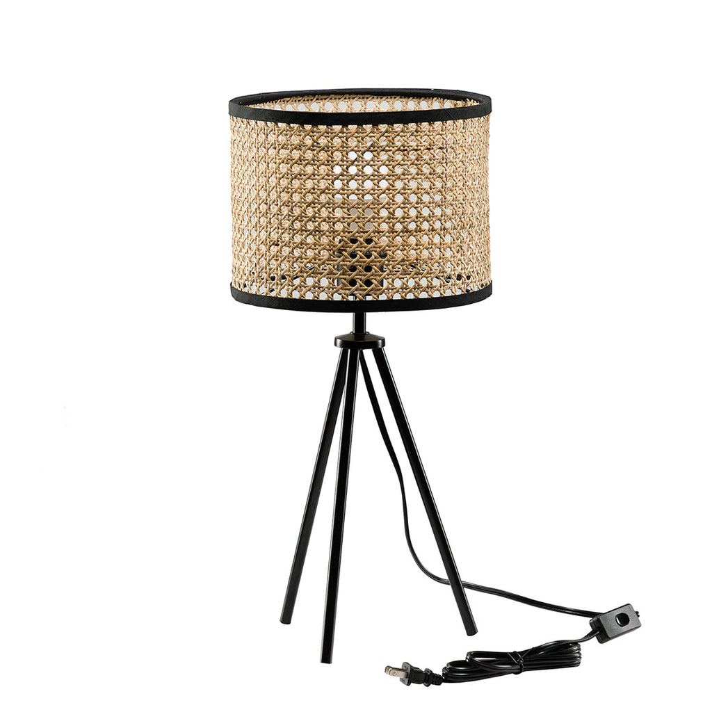 Rattan Woven Table Lamp with Tripod Legs