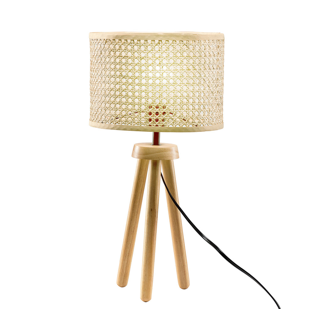 Rattan Woven Table Lamp with Tripod Legs