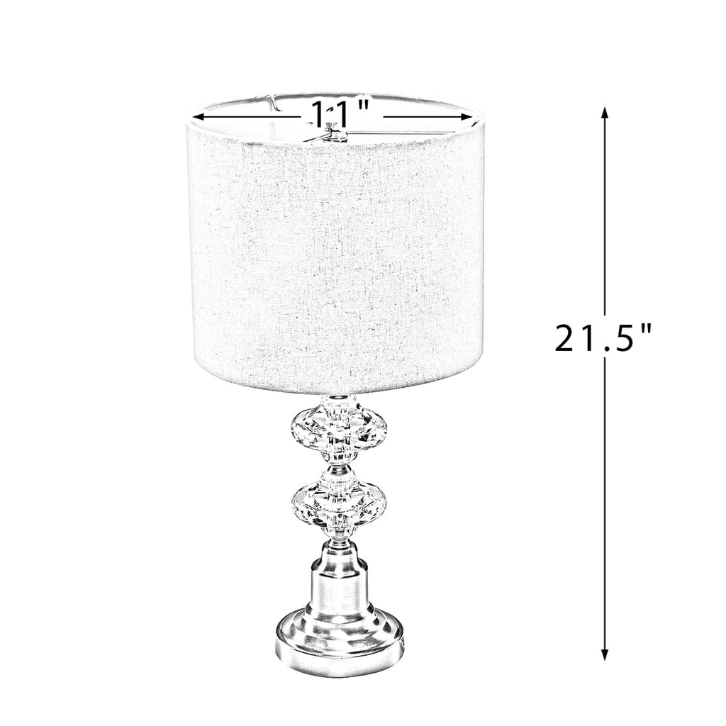 22" LED Table Lamp with Linen Blend Shade and Crystal Decorations