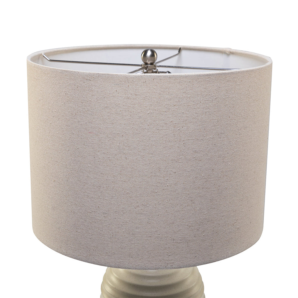 24.7" LED Bedside Table Lamp with Drum-Shaped Linen Shade, Beige