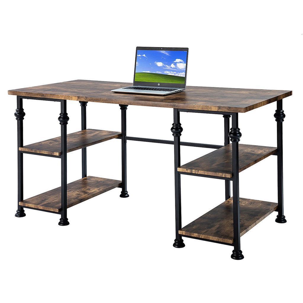 Multifunctional Office Desk with 4 Open-shelves