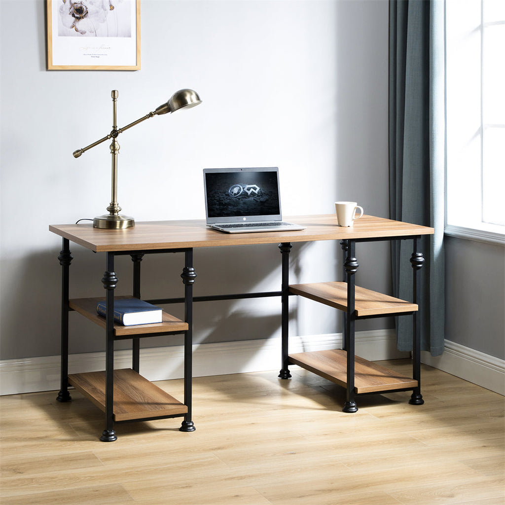 Multifunctional Office Desk with 4 Open-shelves