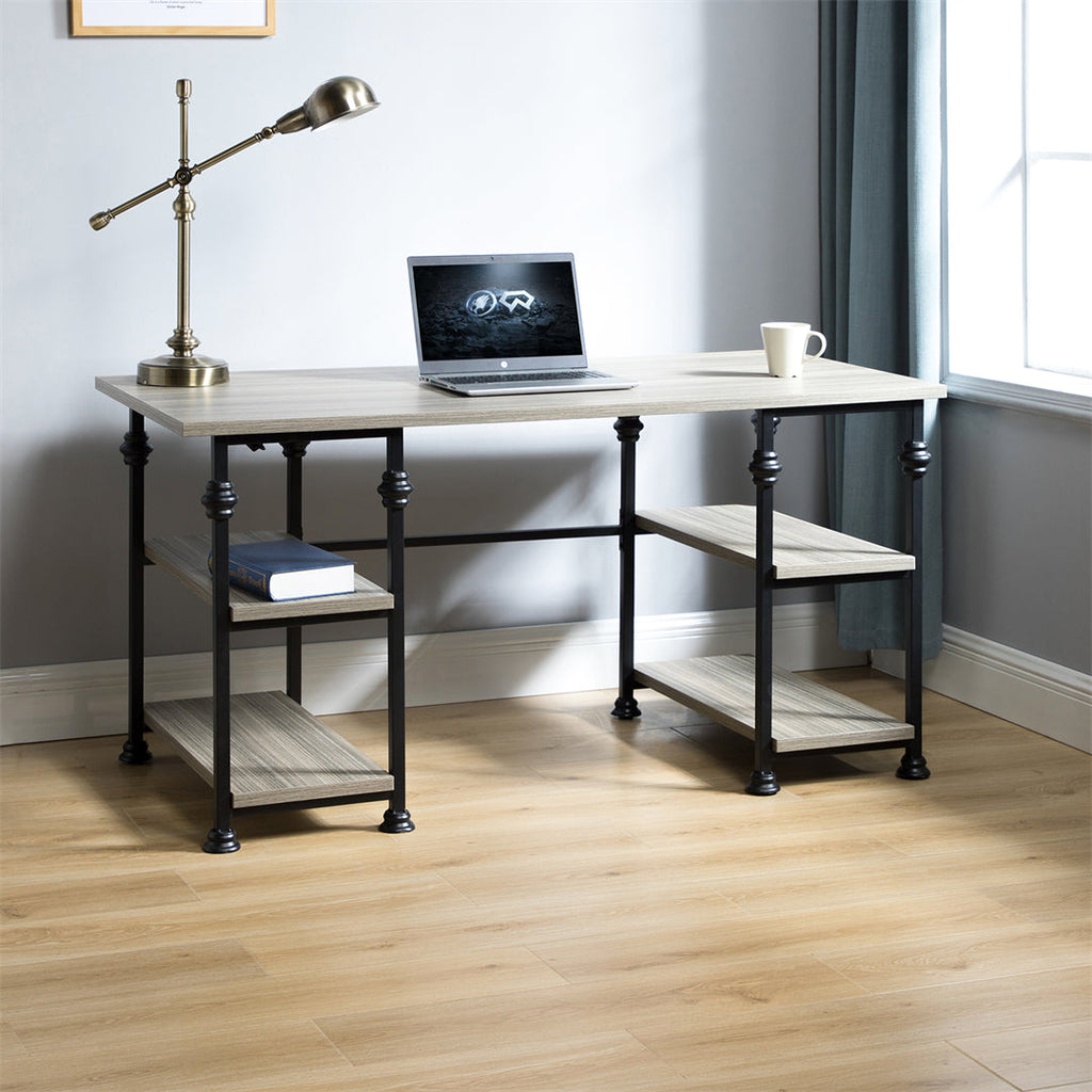 Multifunctional Office Desk with 4 Open-shelves