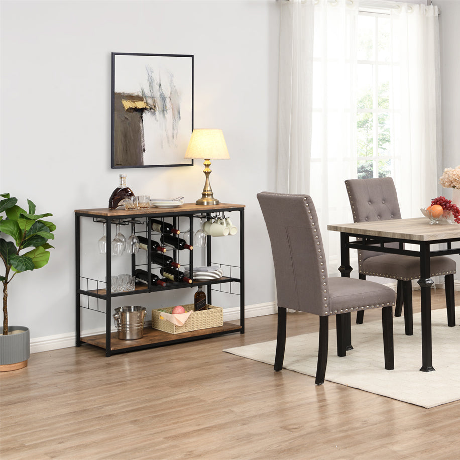 Bar Cart with Wine Rack and Glass Holder