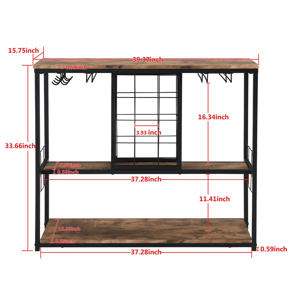 Bar Cart with Wine Rack and Glass Holder