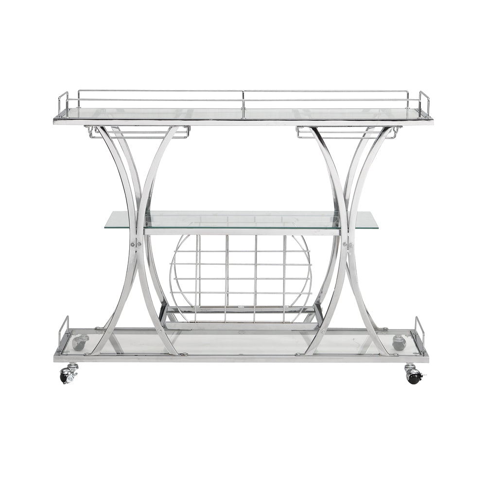 Bar Cart with Wine Rack and Glass Holder