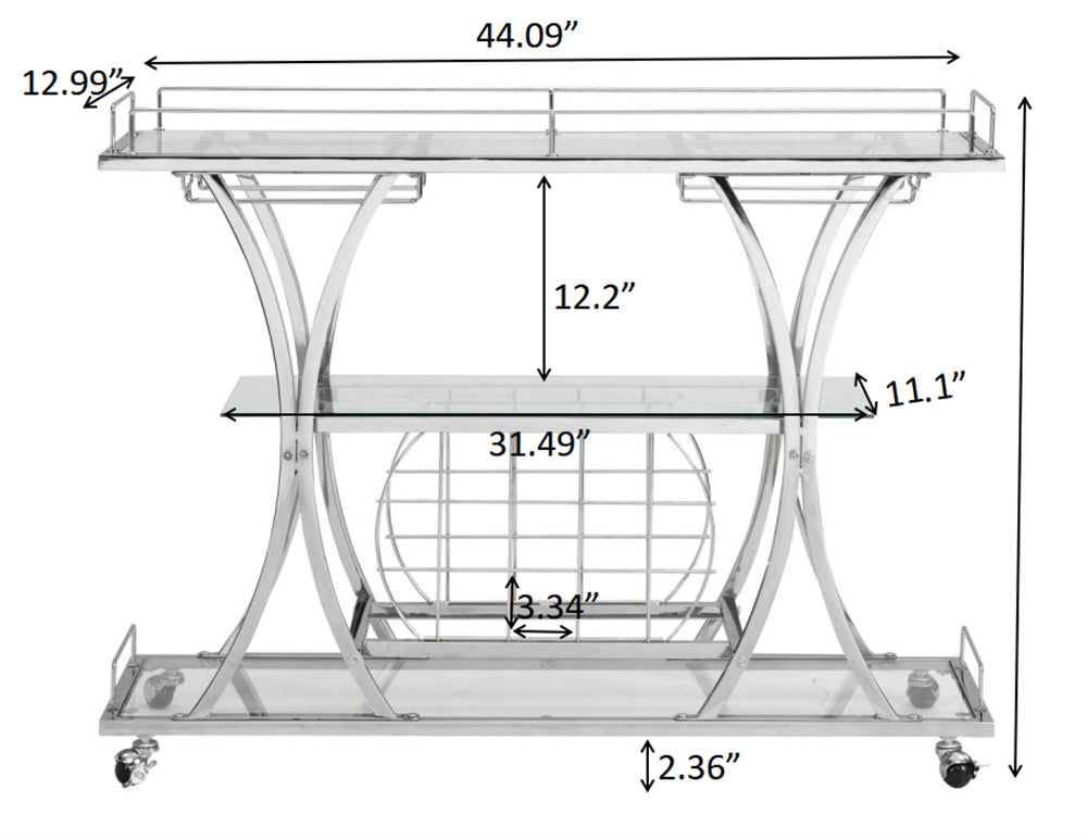 Bar Cart with Wine Rack and Glass Holder